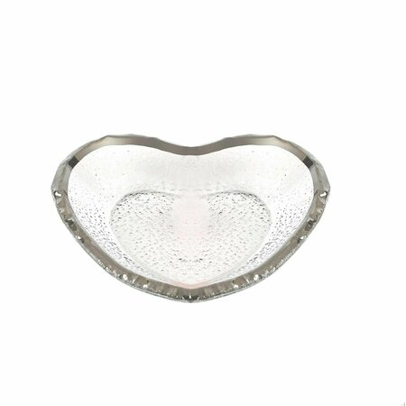 HOMEROOTS 8 in. Mouth Blown Heart Edge Silver Plate 376062